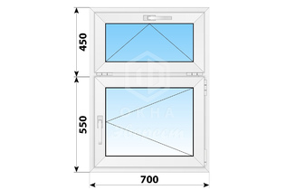 Одностворчатое пластиковое окно с откидной фрамугой 700x1000 П