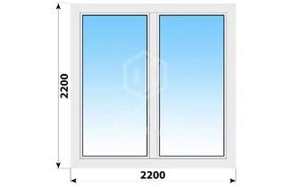 Двухстворчатое пластиковое окно 2200x2200 Г-Г