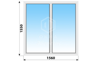 Двухстворчатое пластиковое окно 1560x1550 Г-Г